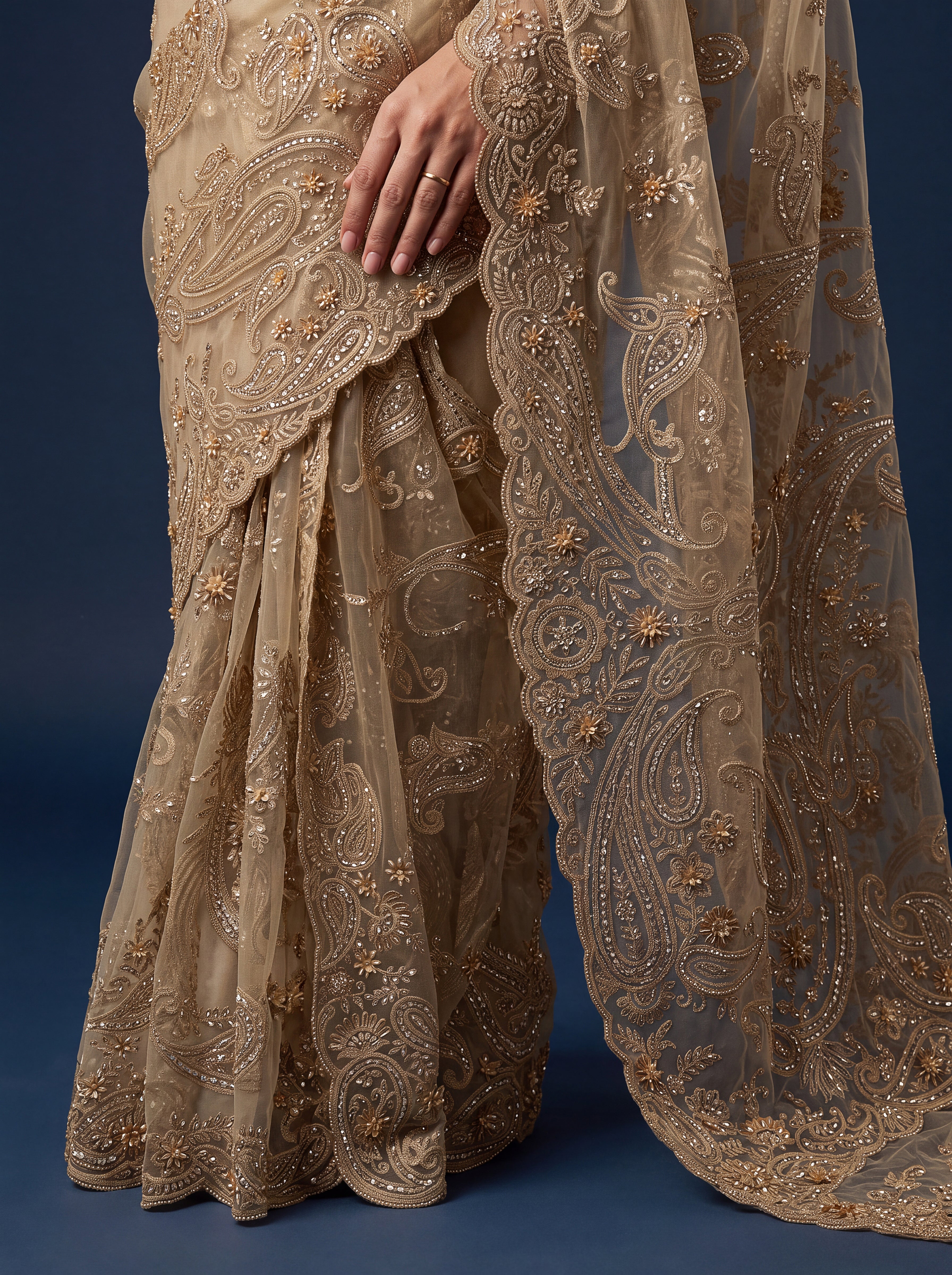 Champagne Gold Designer Saree