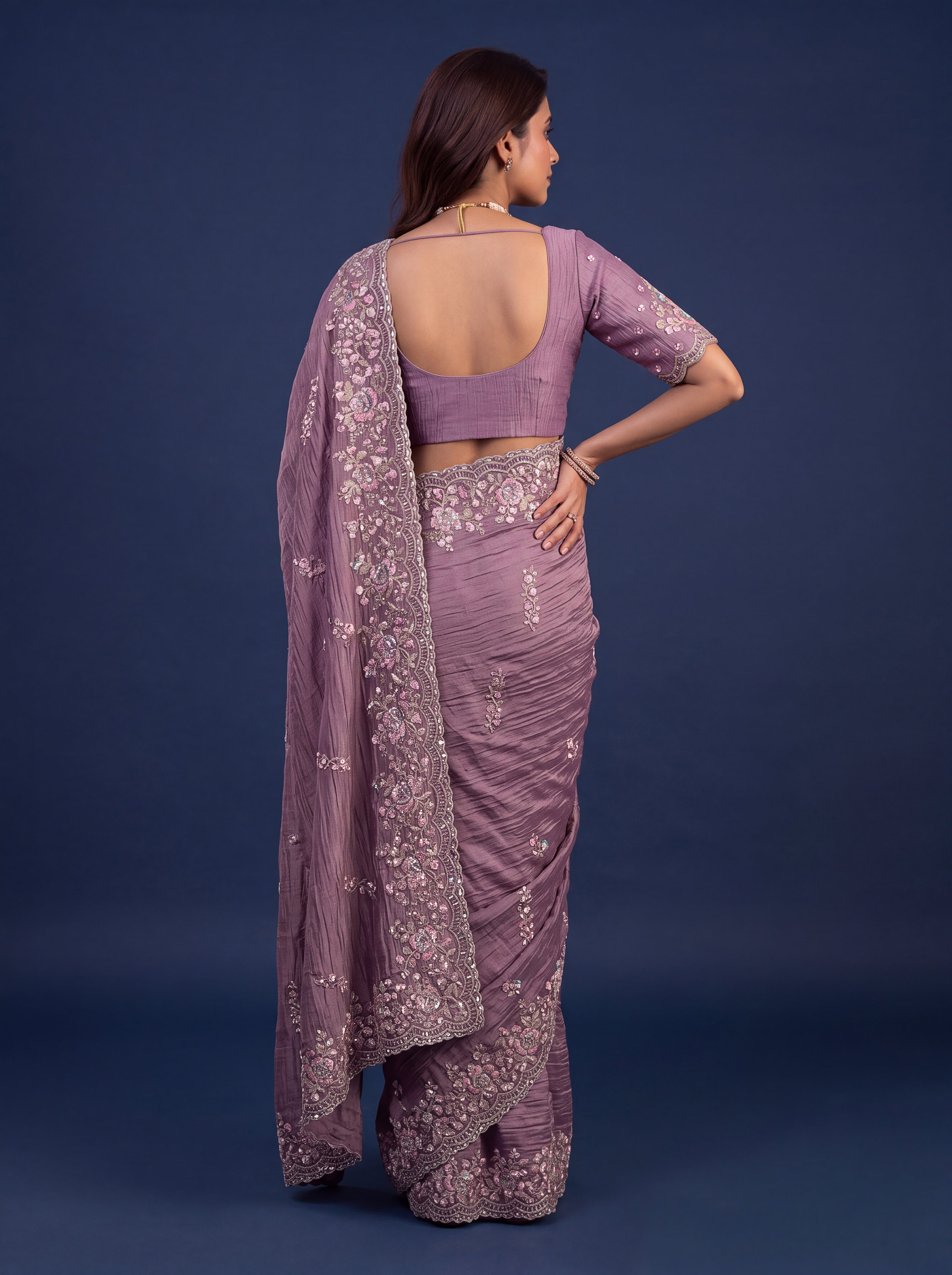 Mauve Designer Wedding Saree