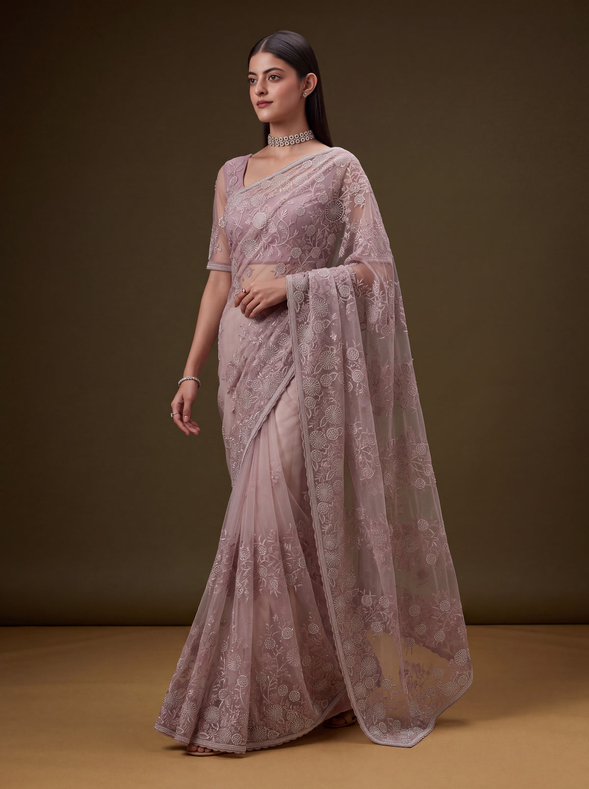 Gulabi Noor Net Saree with Blouse, photo 3
