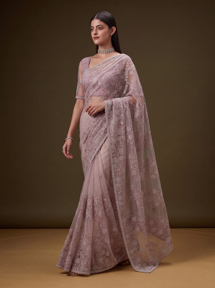 Gulabi Noor Net Saree with Blouse, photo 3