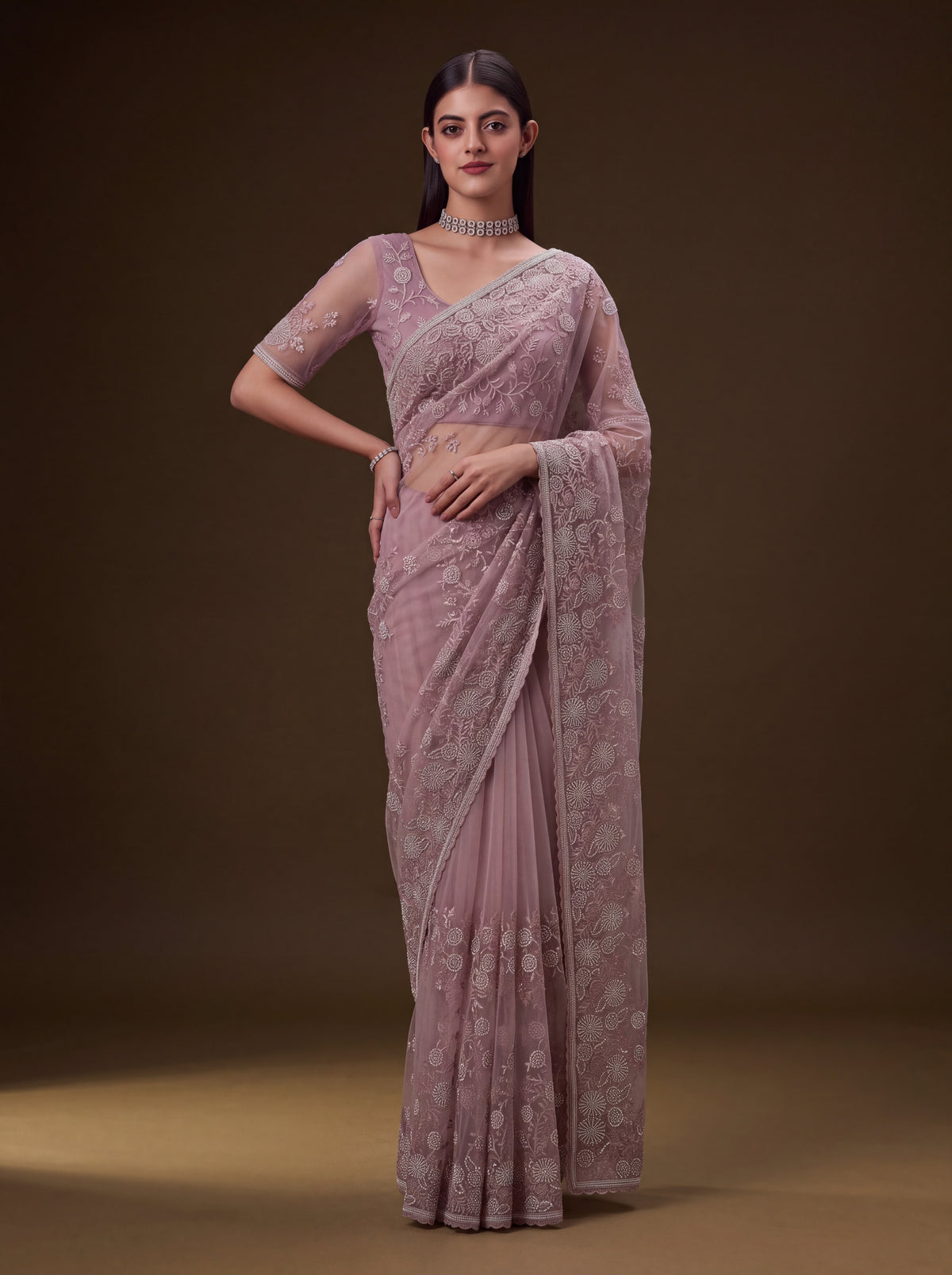 Gulabi Noor Net Saree with Blouse, photo 4