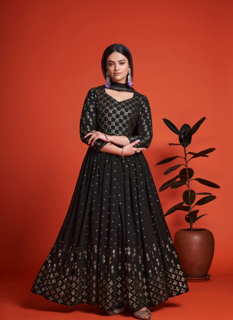 Trendy Wedding Gown in Z Black Colour – Ethnic Trendz