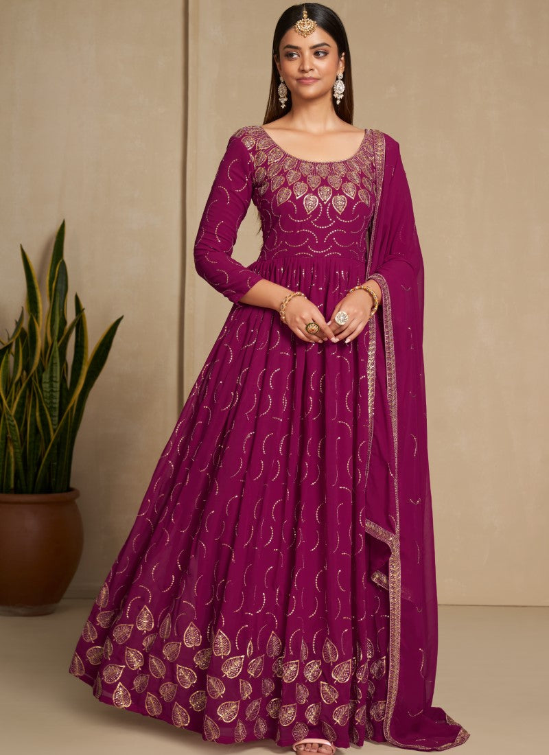 pink color dress Cherry Pink Colour Gown Looking Radiant – Ethnic Trendz
