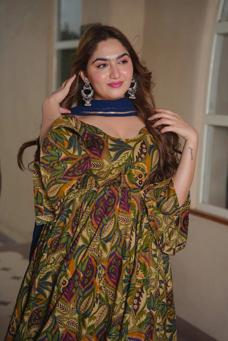 Multy Cotton Silk Floral Anarkali Suit Set with Dupatta, photo 5
