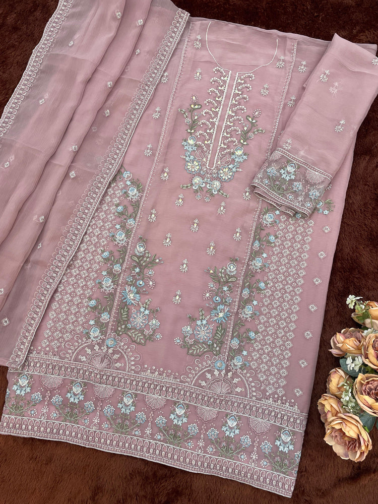 Mauve Chiffon Embroidered Salwar Suit with Chiffon Dupatta, photo 3