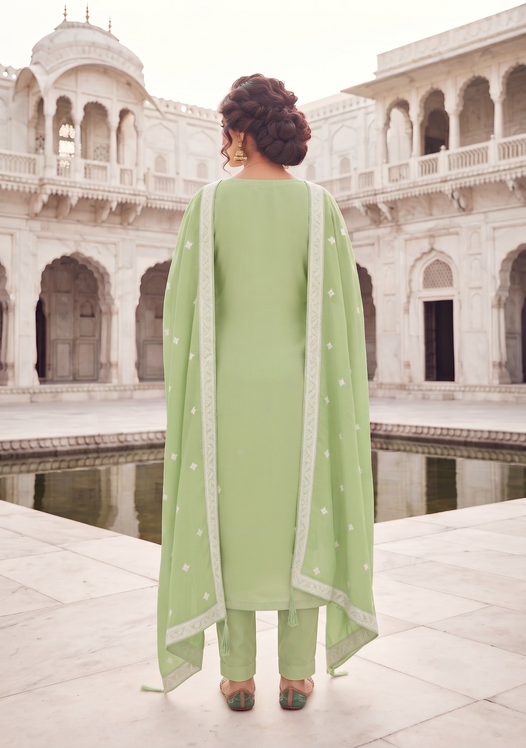 Pista Organza Designer Suit with Dupatta