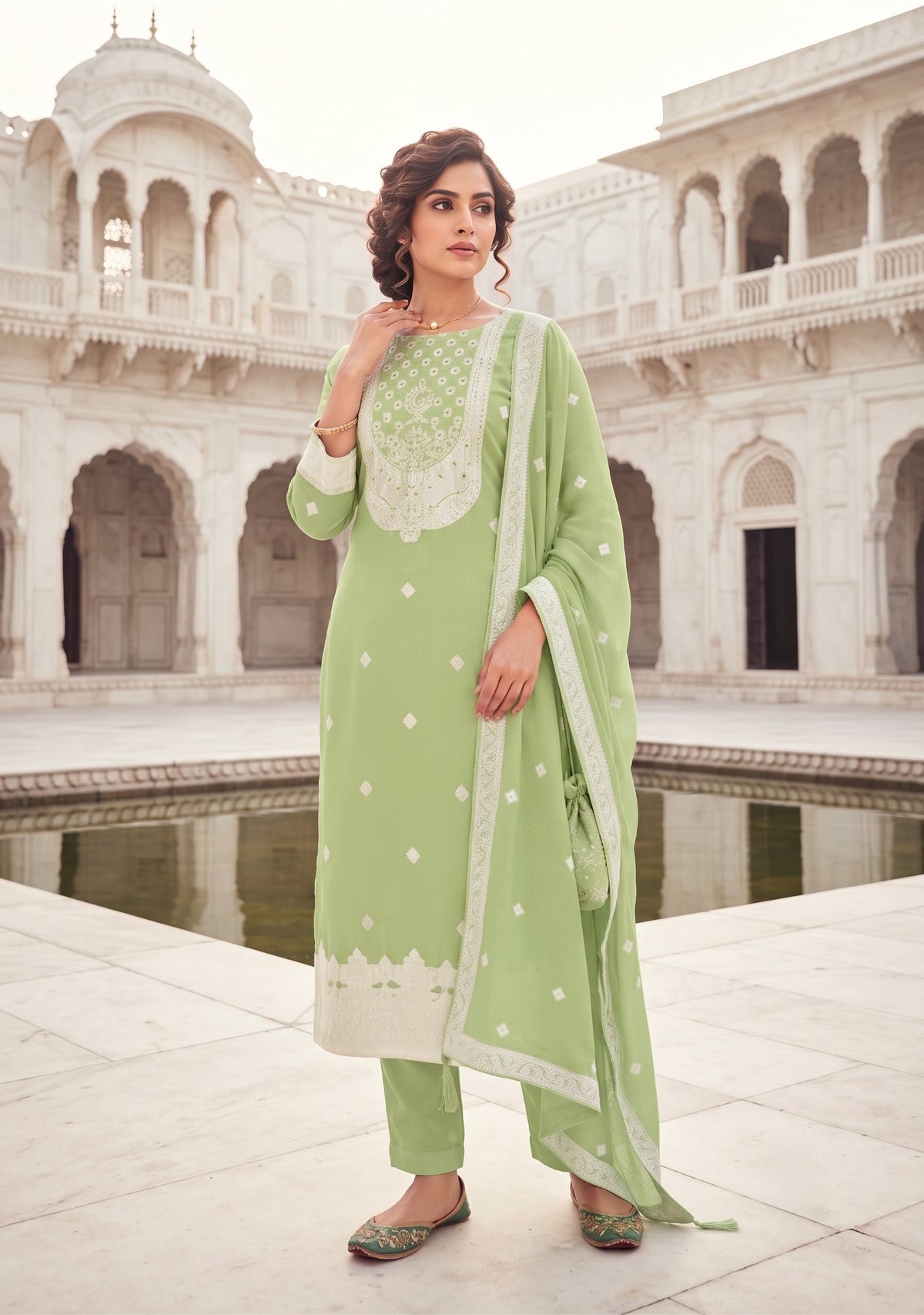 Pista Organza Designer Suit with Dupatta