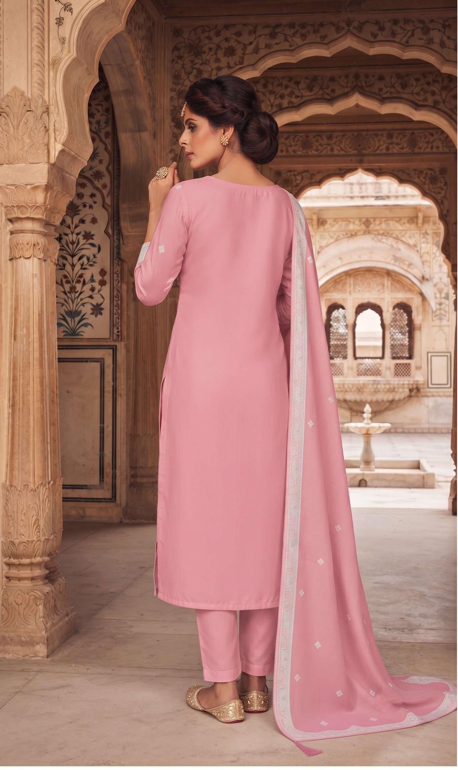 Pink Organza Designer Suit with Dupatta