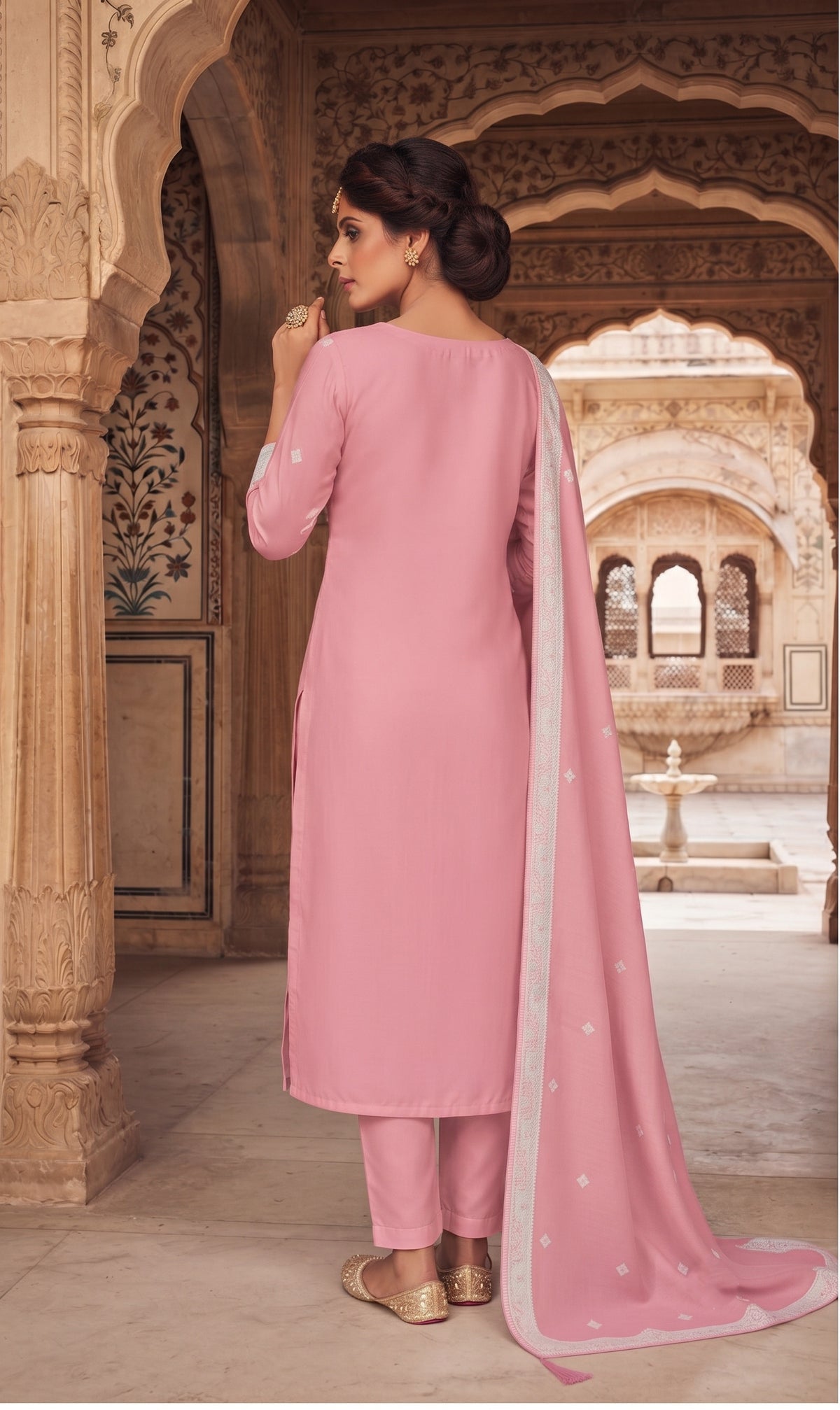 Pink Organza Designer Suit with Dupatta, photo 2