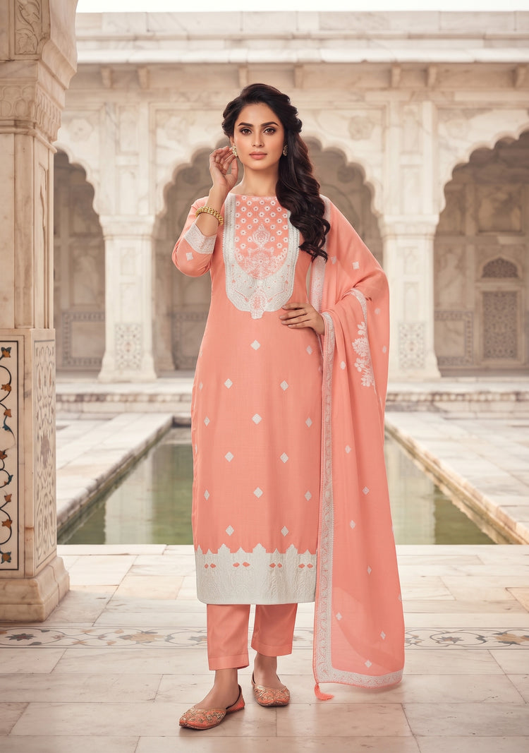 Rose Organza Designer Suit with Dupatta