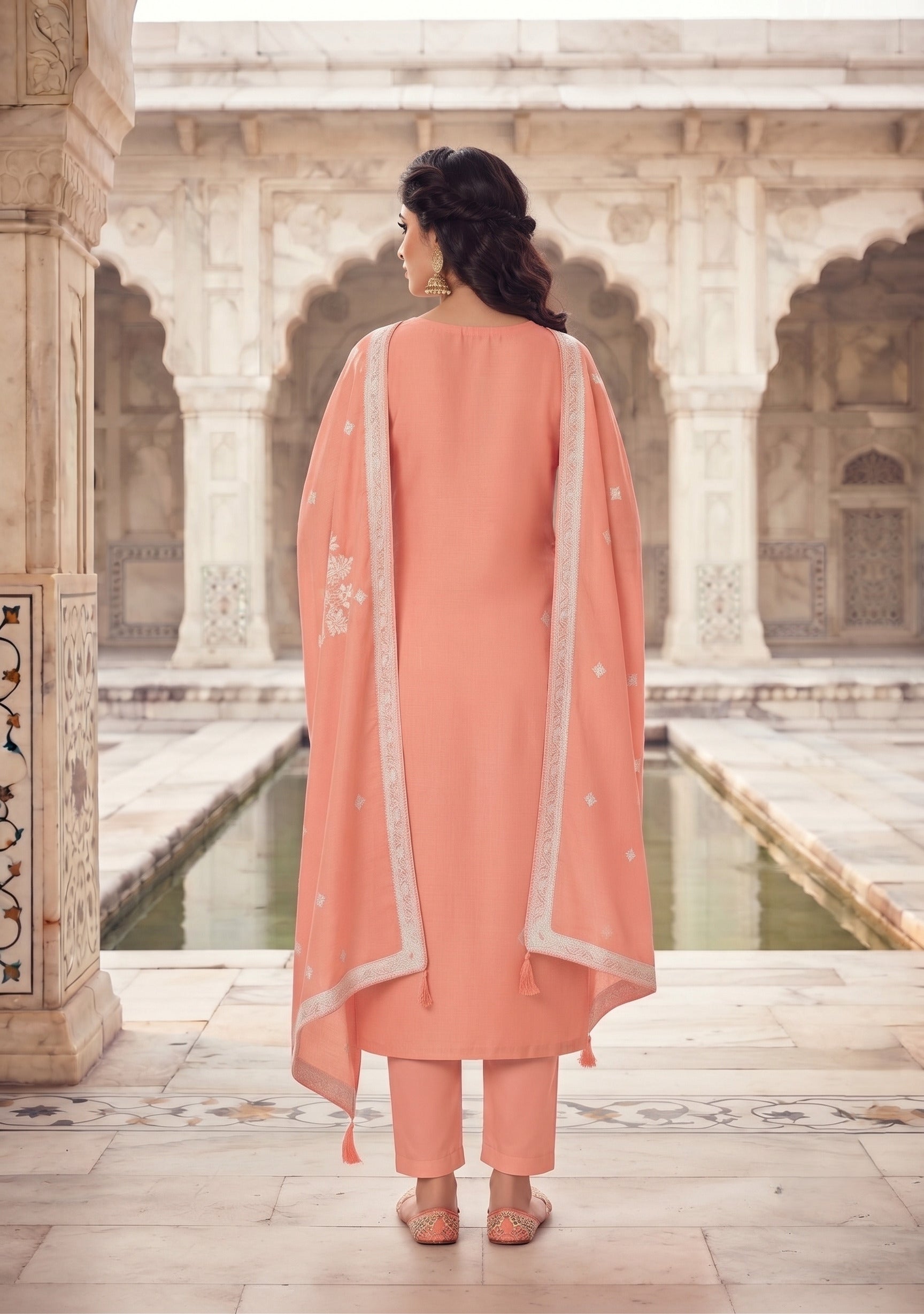 Rose Organza Designer Suit with Dupatta