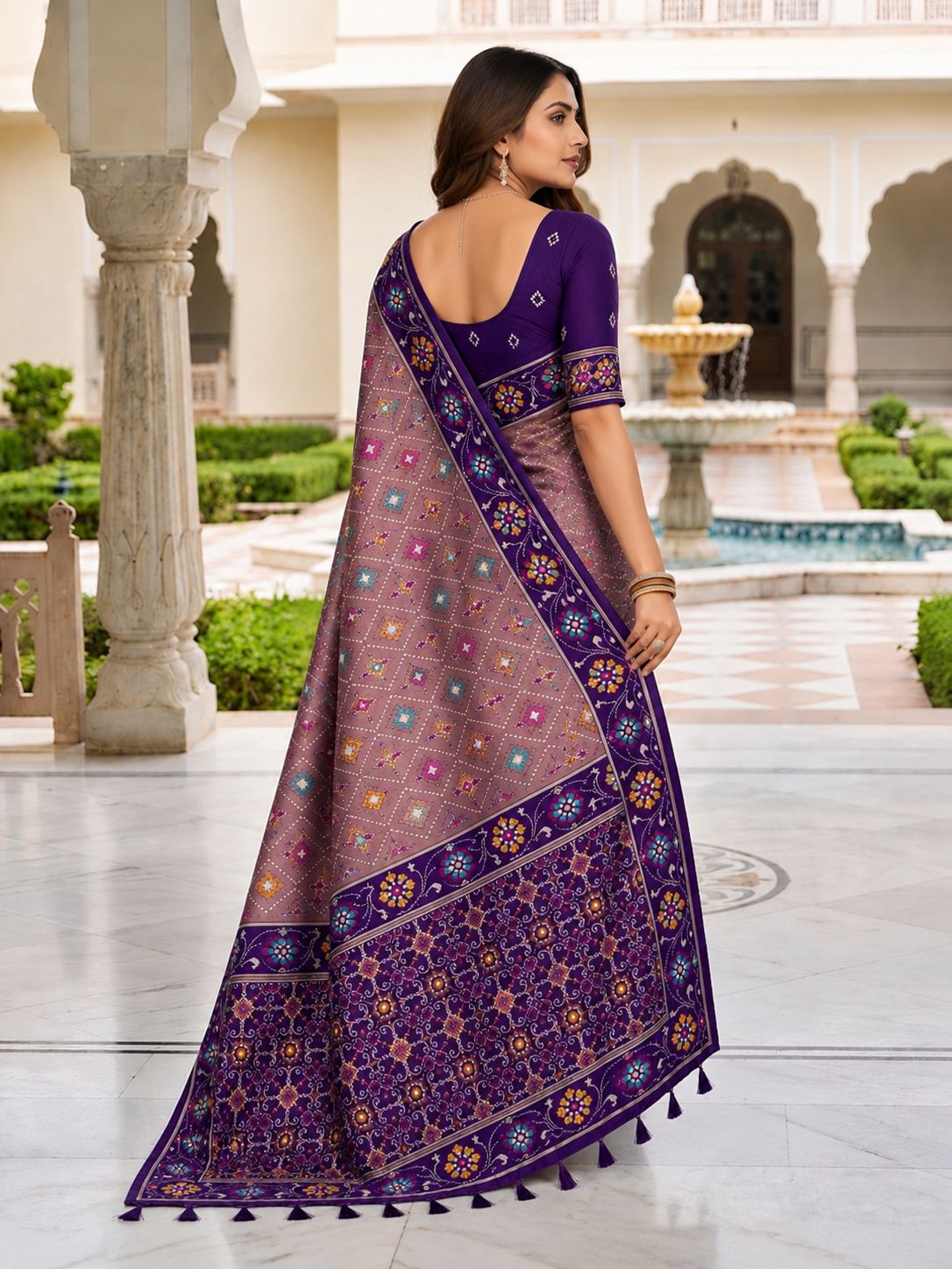 Mauve Purple Designer Printed Saree