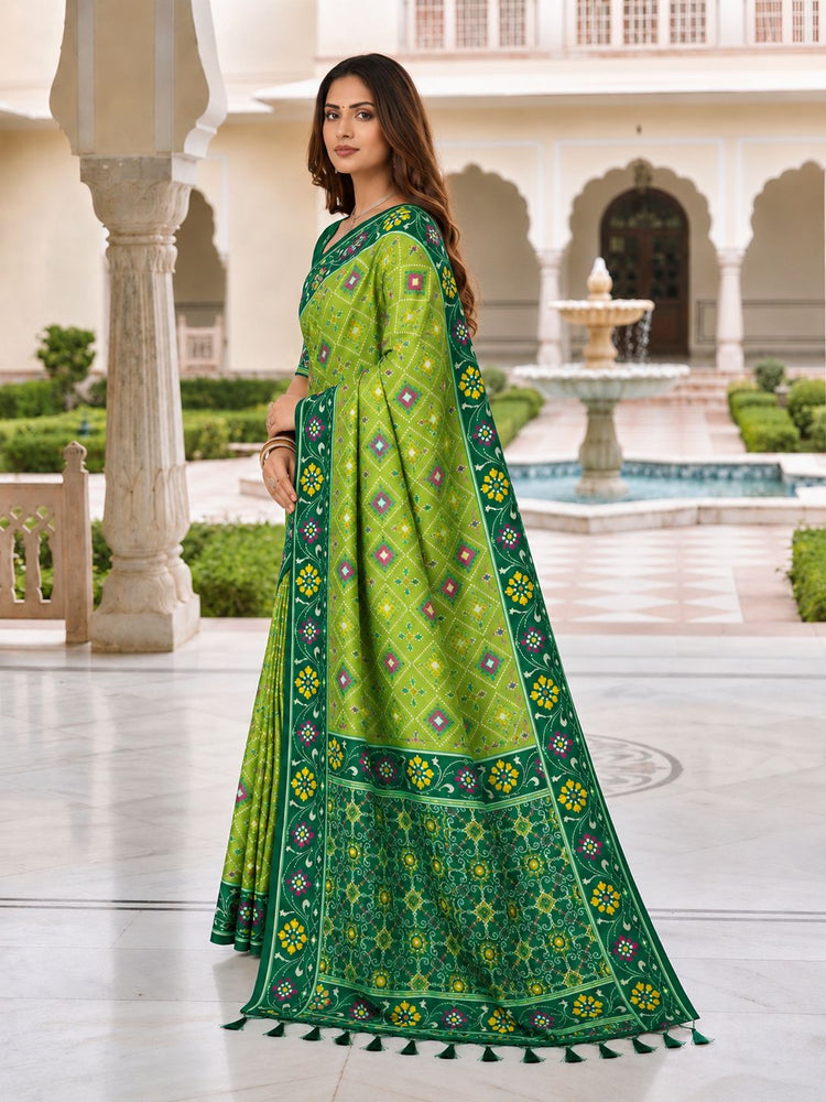 Green Printed Designer Saree