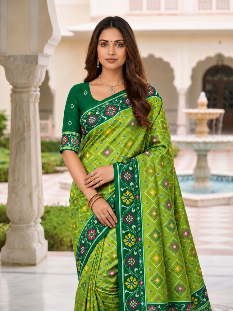 Green Printed Designer Saree