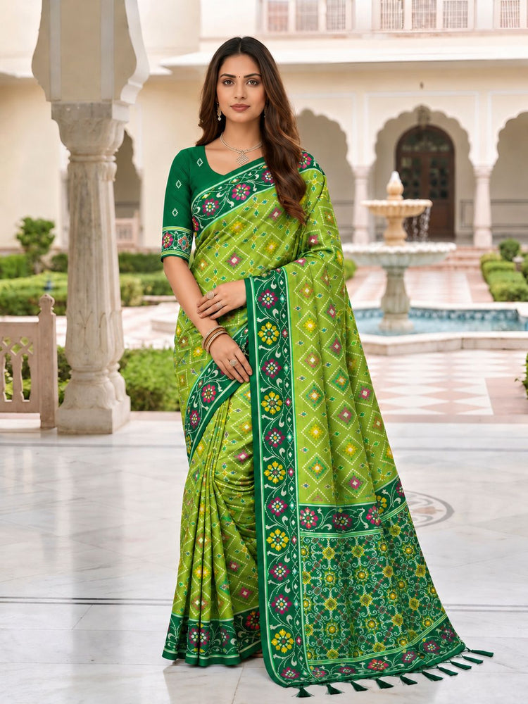 Green Printed Designer Saree