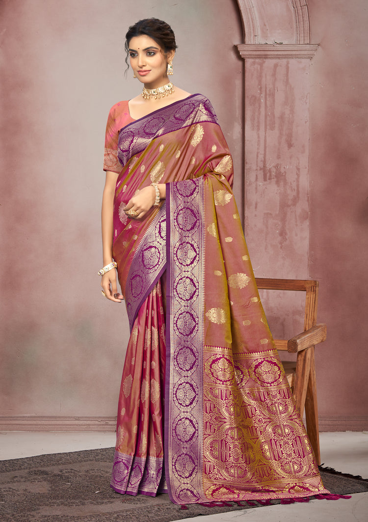 Dusty Rose Brown Soft Silk Saree