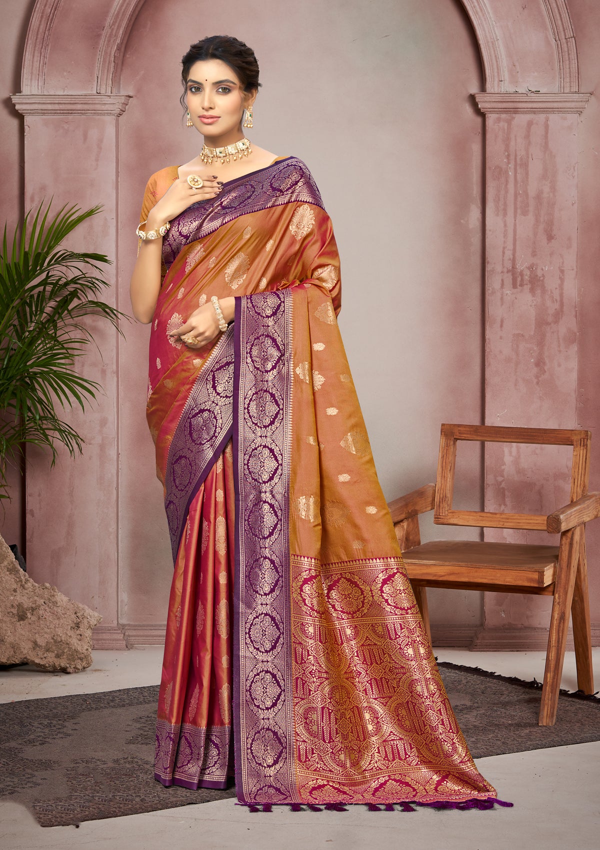 Mustard Gold Soft Silk Saree
