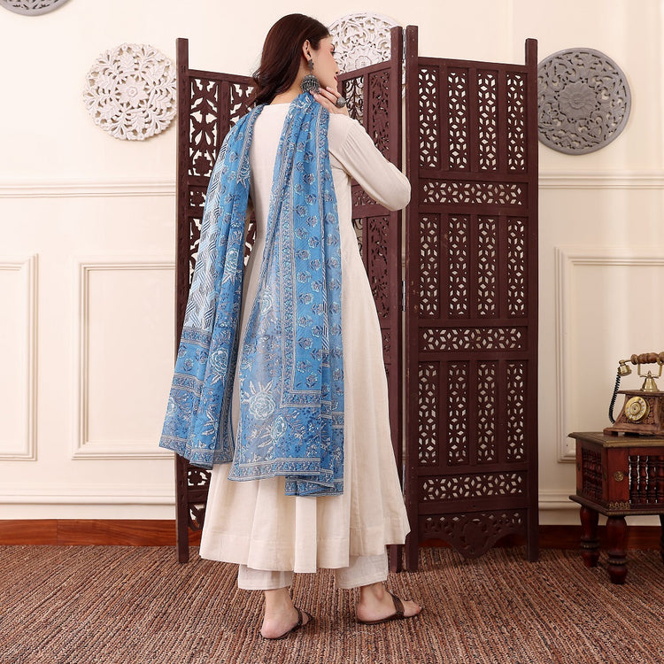 Beige Chanderi Silk Anarkali Kurta Set, photo 6