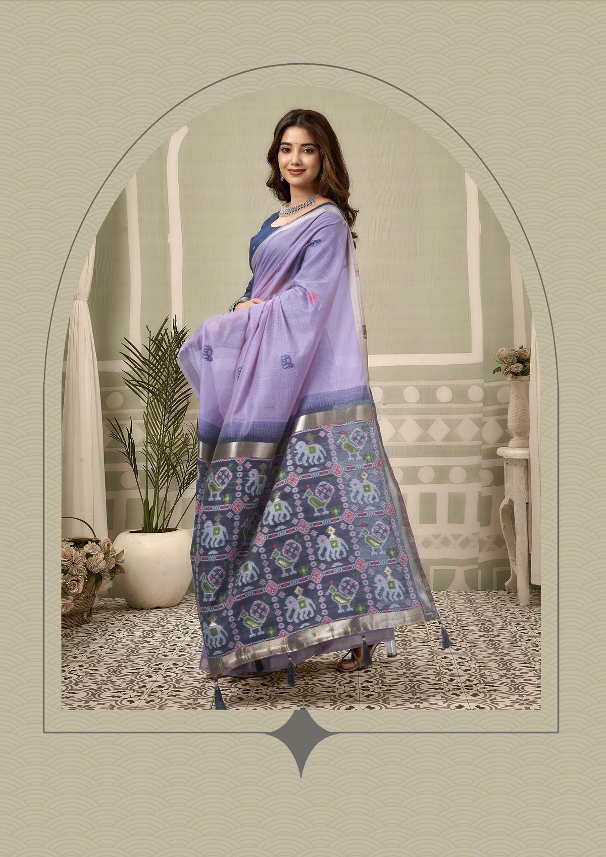 Purple Cotton Silk Woven Saree with Blouse, photo 2