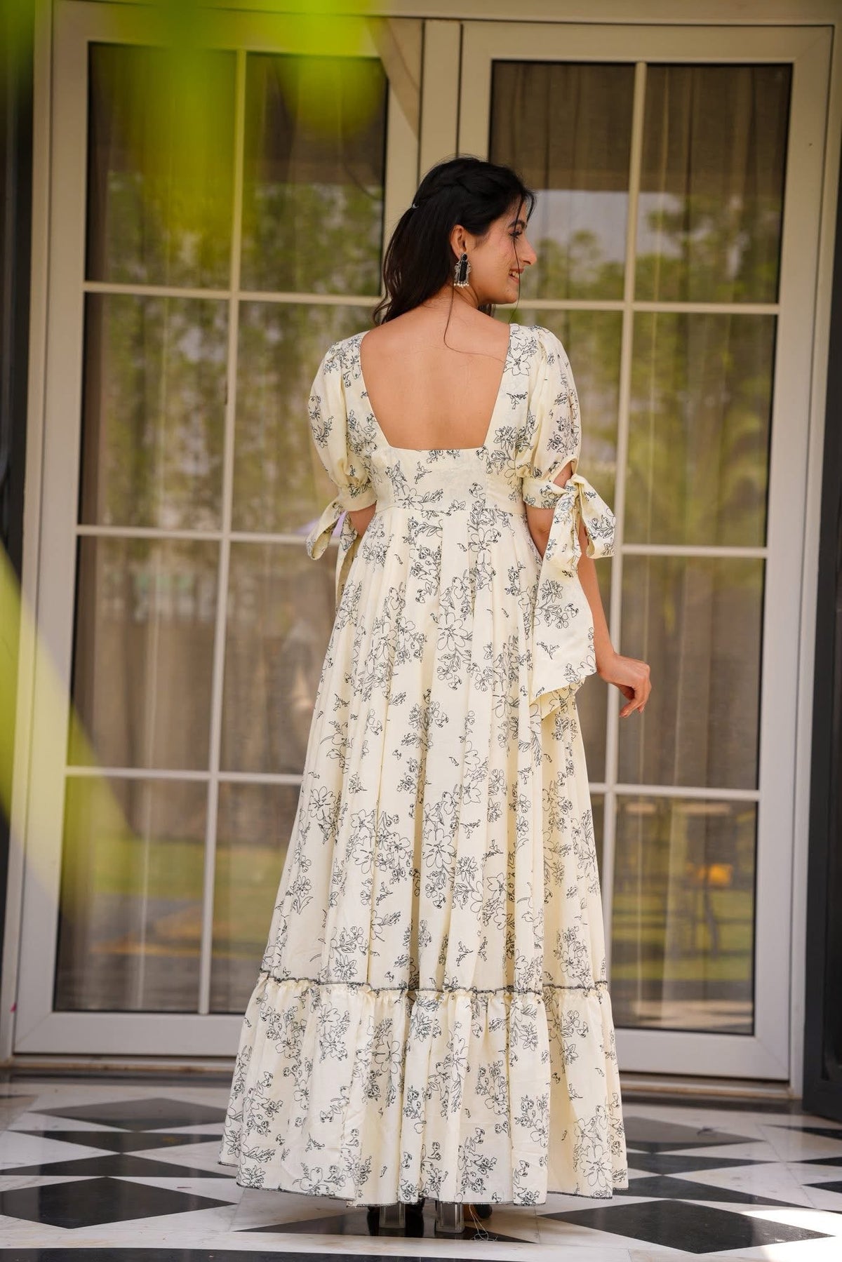 Cream Sweetheart Printed A-Line Gown, photo 2
