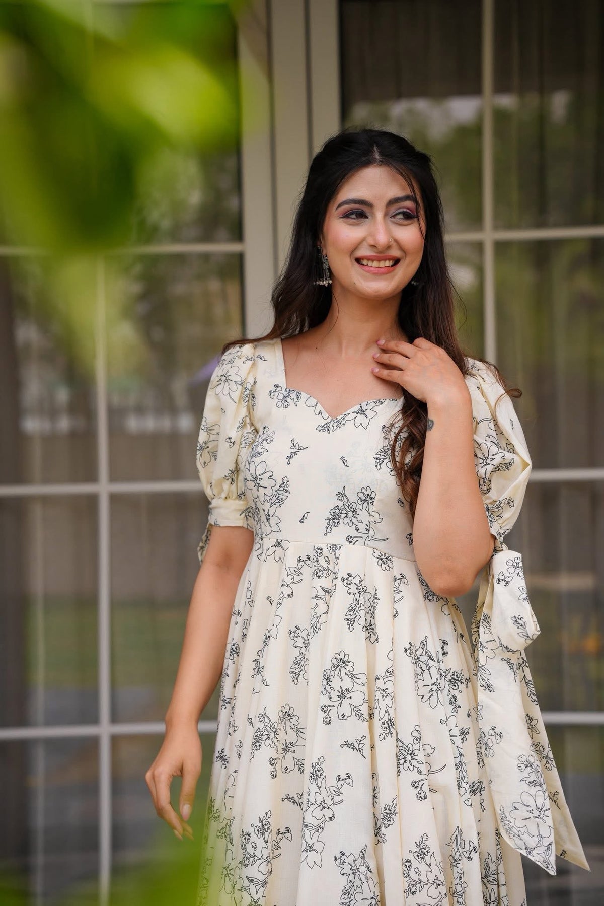Cream Sweetheart Printed A-Line Gown, photo 4