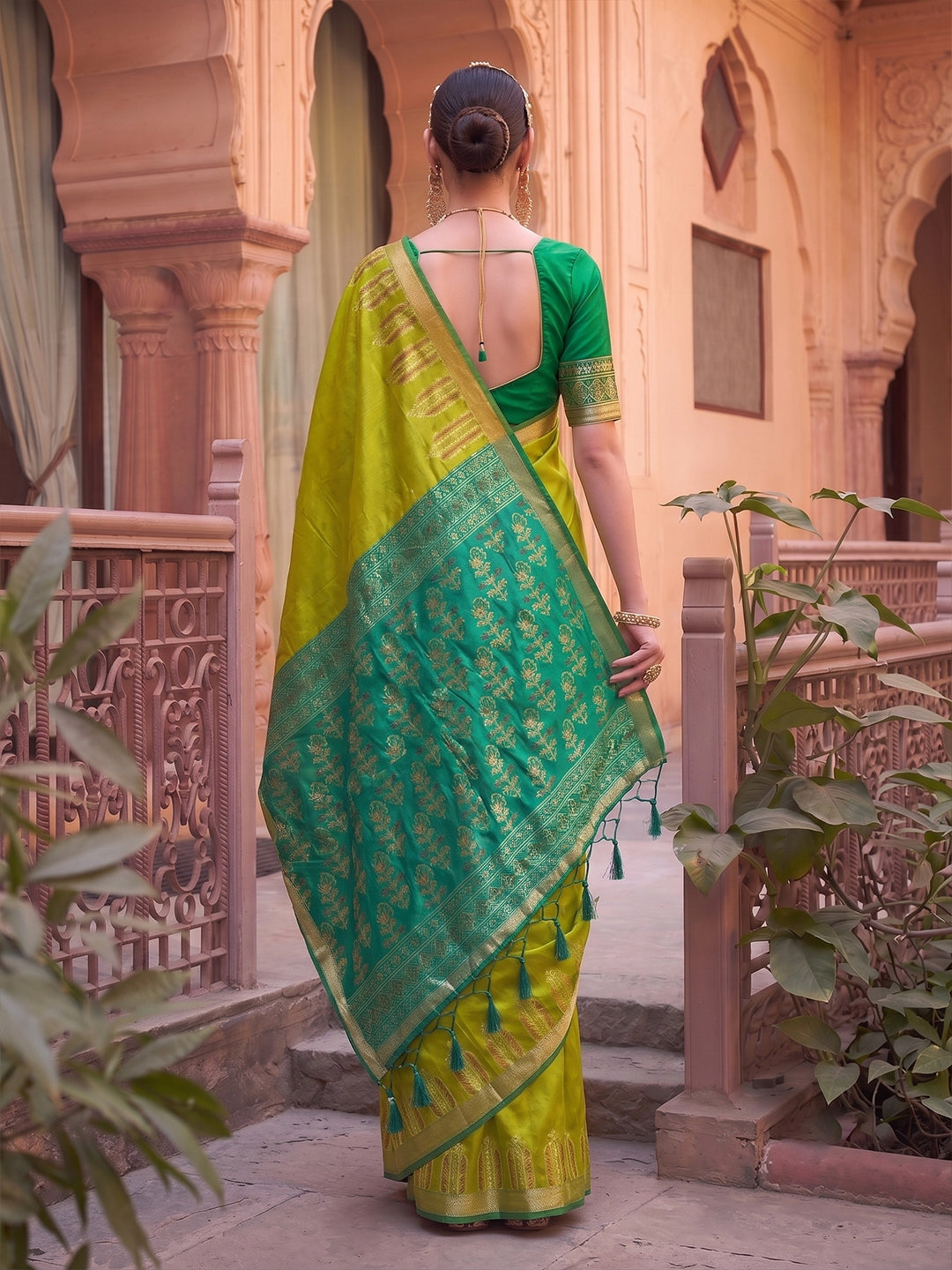 Olive Silk Woven Designer Saree