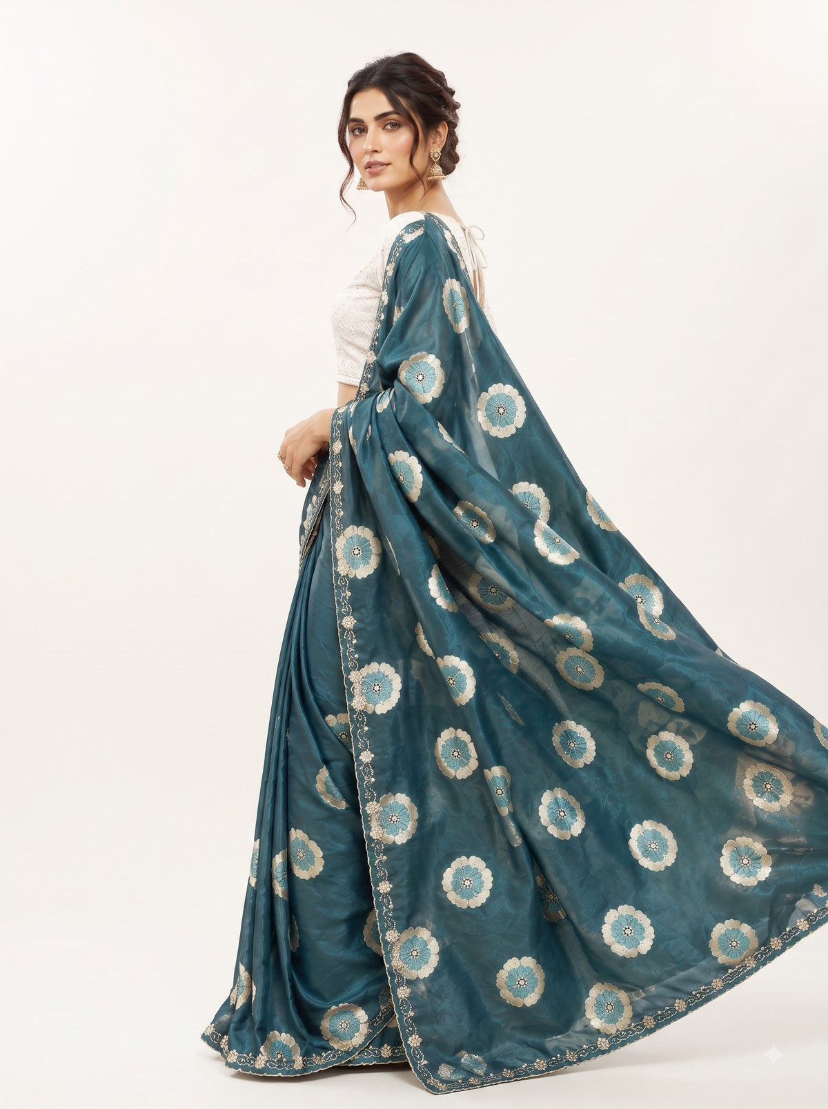 Rama Floral Printed Chiffon Saree